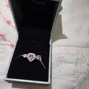 Silver and Pink Heart Ring